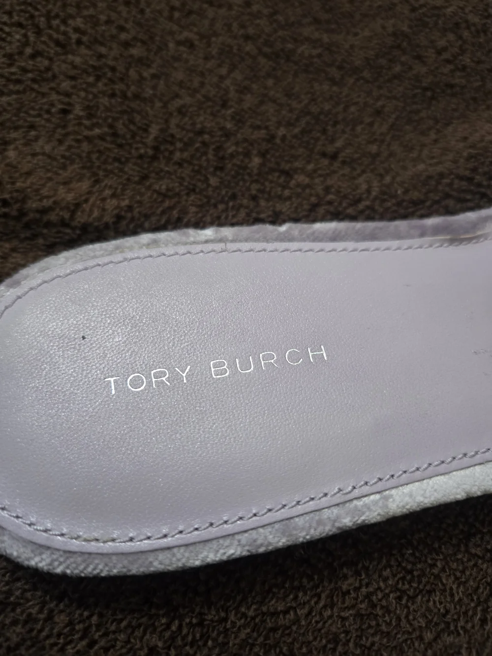 Tory Burch Lilac Velvet Slide Sandals with Crystal Logo NWT Size 10